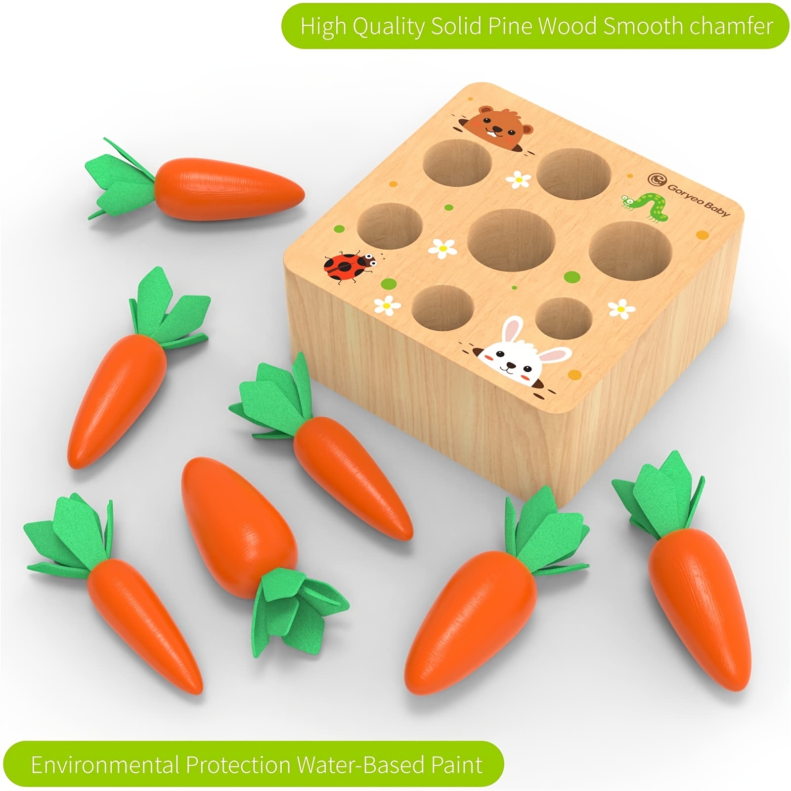 Jouets Montessori de 1 2 3 ans Récolte de carottes 5 en 1 jouet en bois