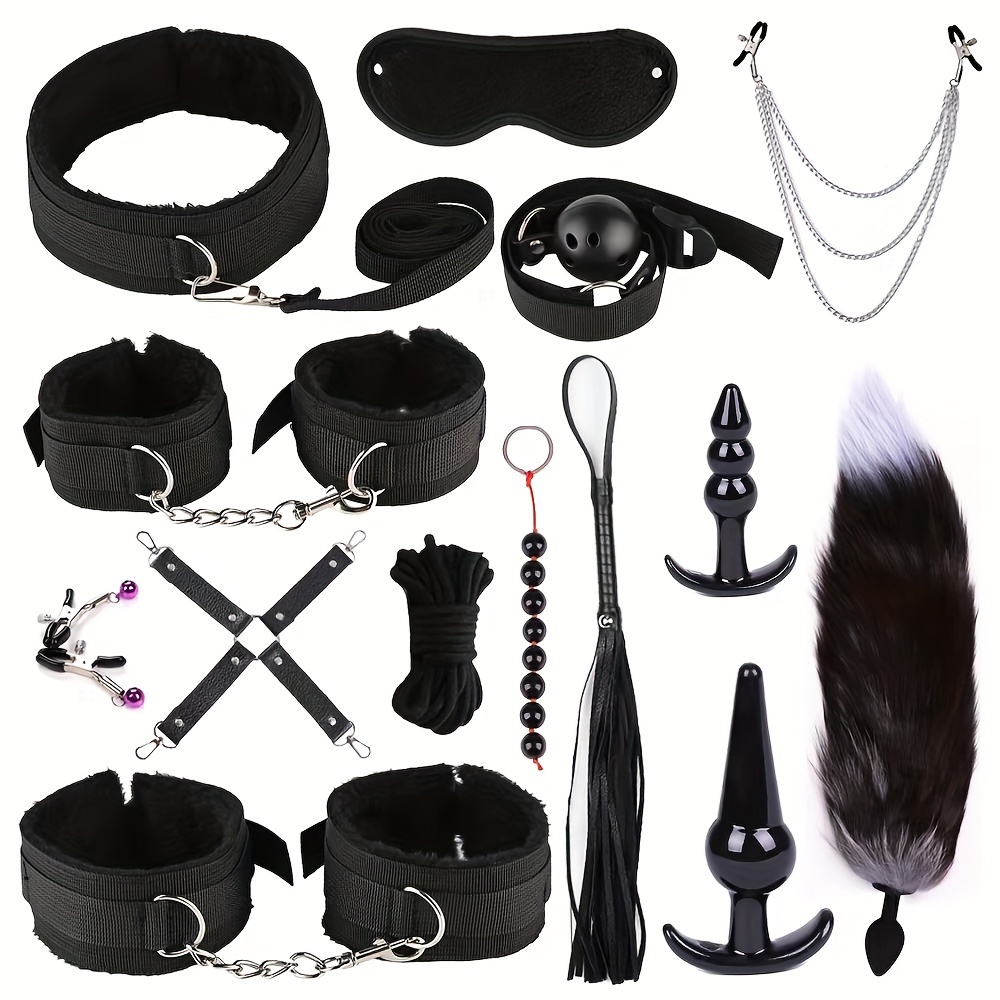 Sexy Leather Bdsm Kit Sex Bondage Set Handcuffs Sex Games - Temu