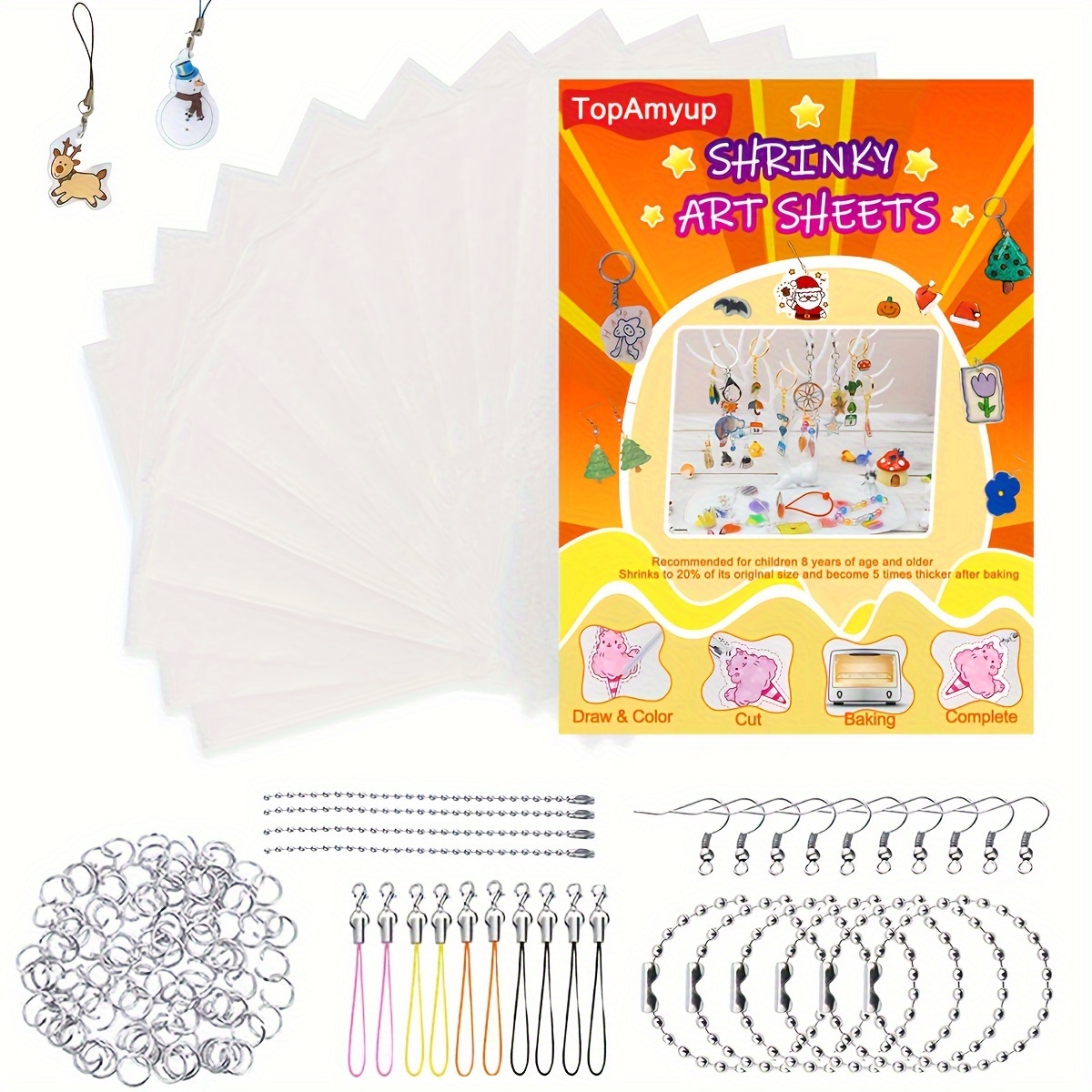 4pcs shrink plastic for crafts Kids Shinky Ornaments Shrinky