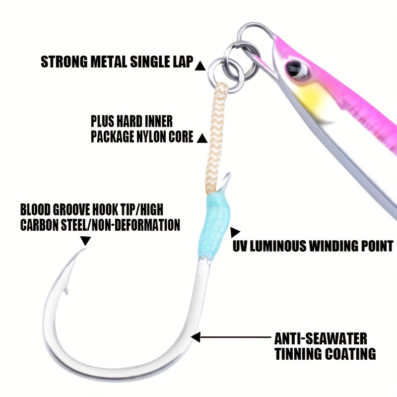 Steel Wire Single Hook Assist Hook Slow Pitch Jig - Temu