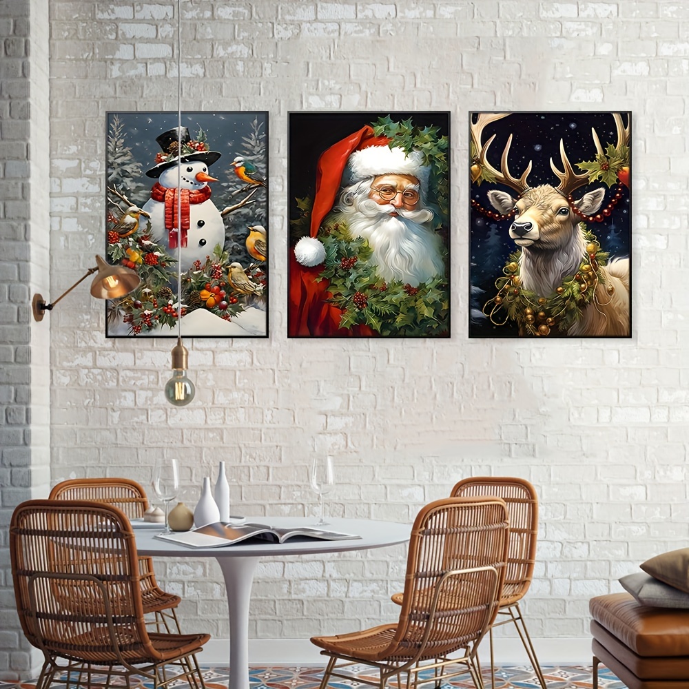 Canvas Poster Modern Art christmas Canvas Wall Art Santa - Temu