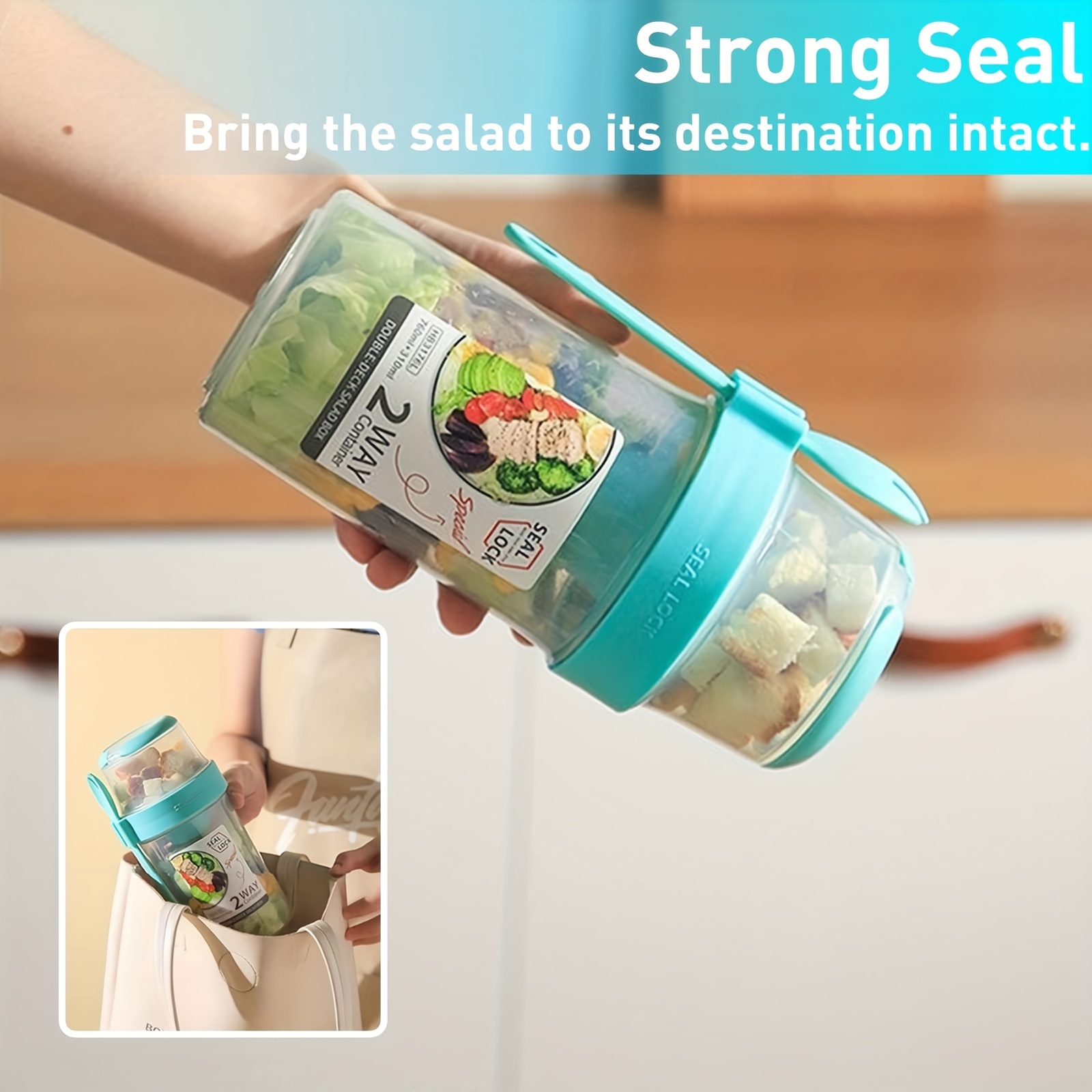 Leakproof Portable Breakfast Bottle With Sauce Box, Fork, And Bpa-free  Container For Yogurt, Oatmeal, Milk, Salad, And Vegetables - Perfect For  Healthy Eating On The Go - Temu