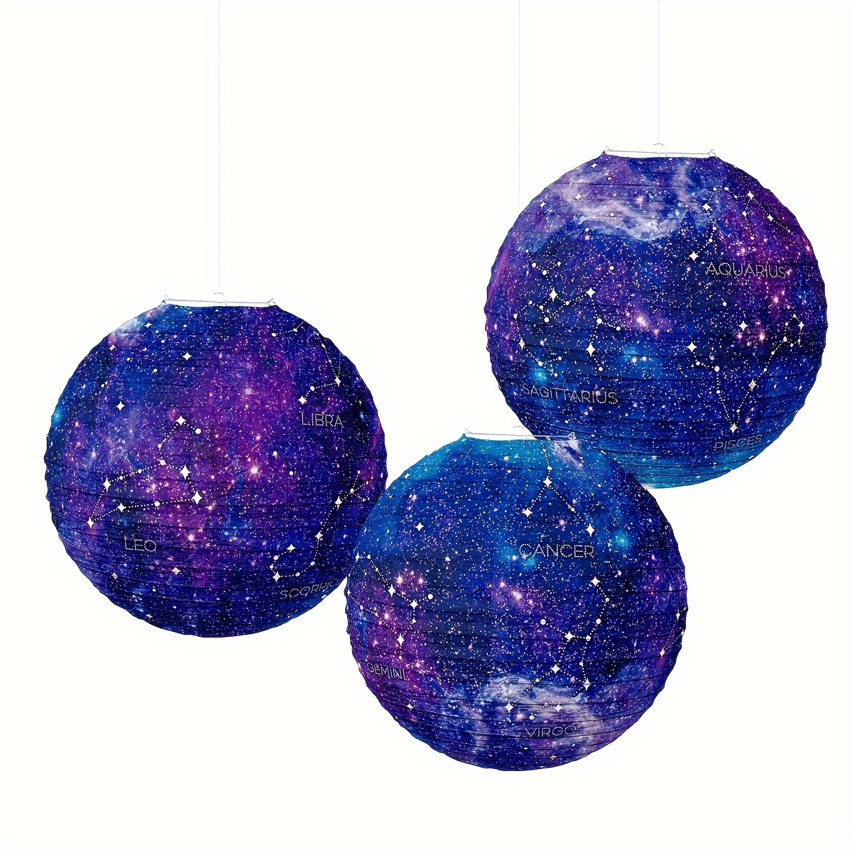 

3pcs Space Theme Party Paper Lanterns Hanging Decorations Constellation Lantern For Classroom Kindergarten Room Birthday Home Décor