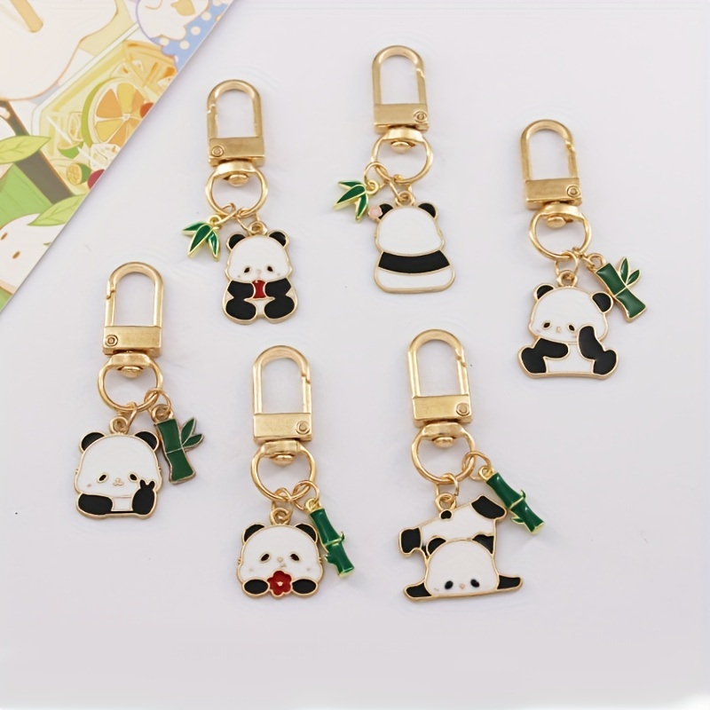 Cute Keychain Panda Accessories Cartoon Keychain for Women and Men Car  Keychain Blue green yellow black., Black, 5 : : Bags, Wallets and  Luggage