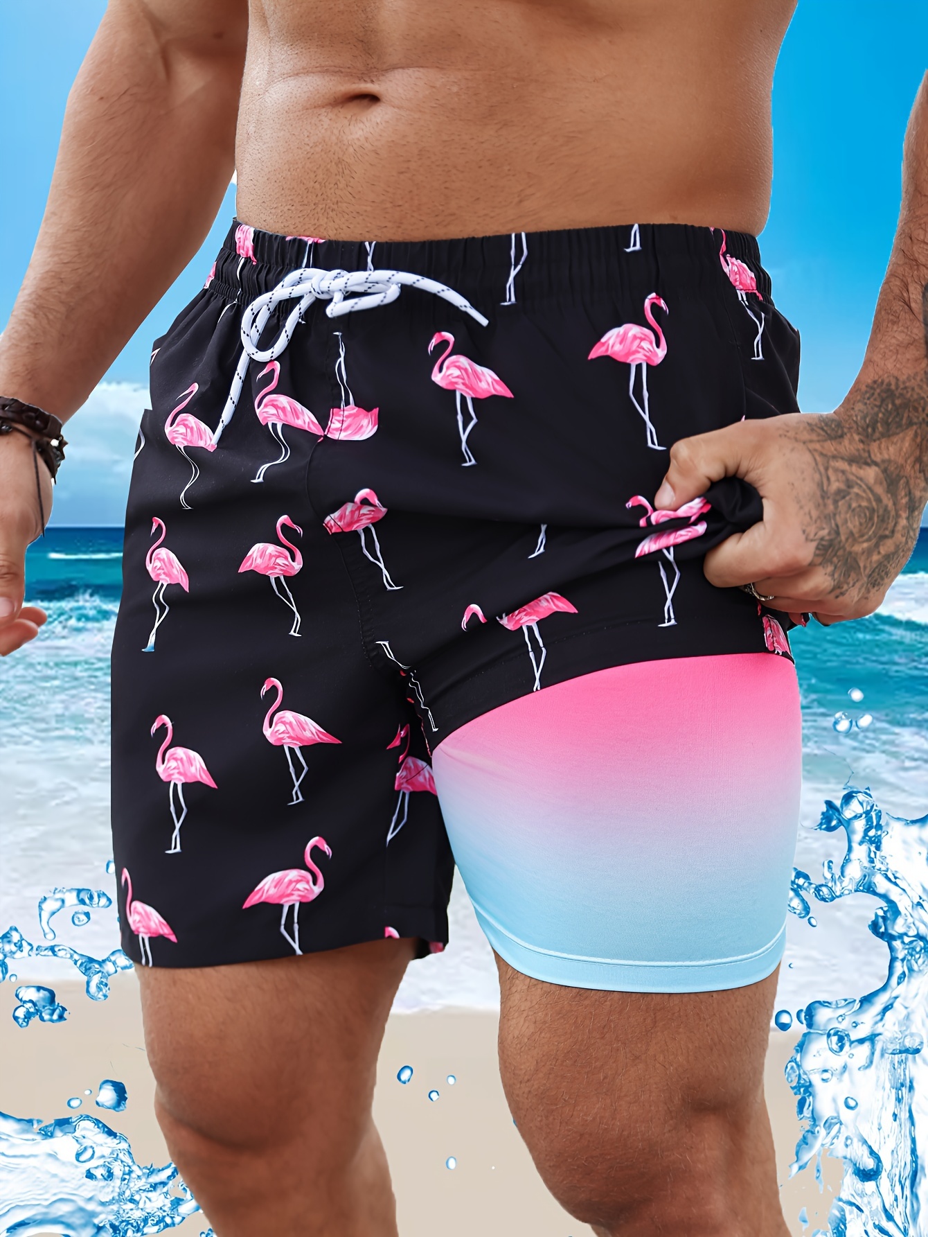 High Stretch Men's Boxer Shorts Flamingo Graphic Breathable - Temu