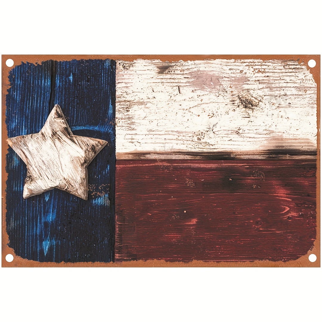 1pc Decoración Metal Bandera Texas Arte Pared Rústico Tienda