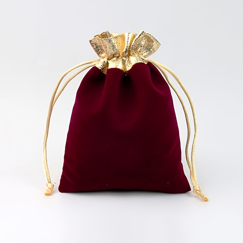 Wine Red Velvet Drawstring Bag For Wedding Favour, Jewellery