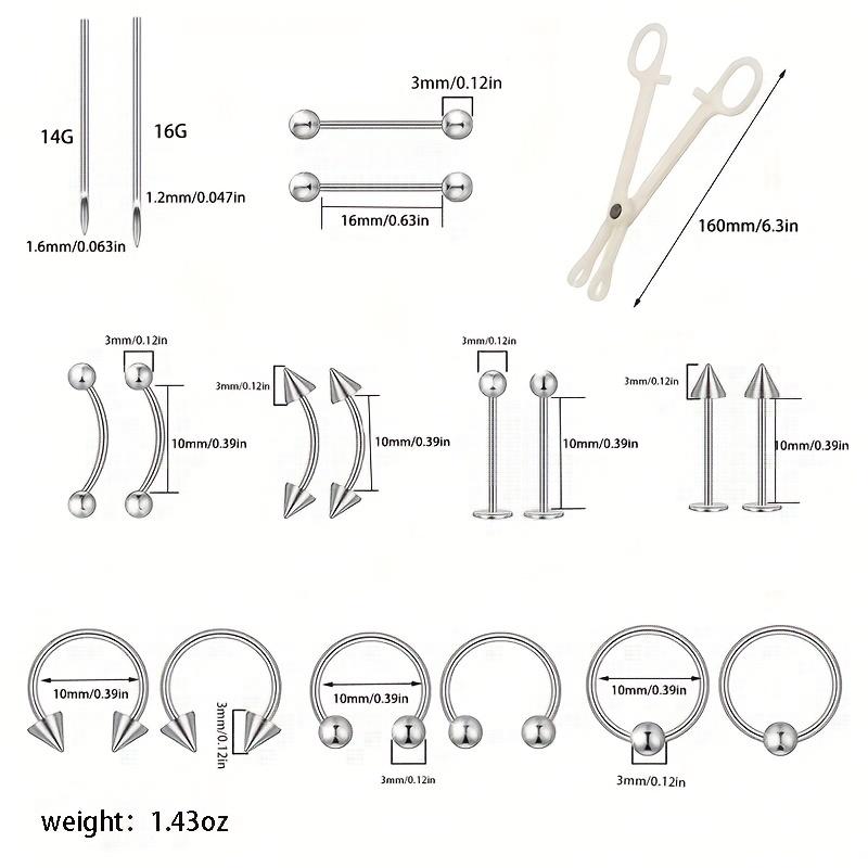 Professional Piercing Kit Body Unisex