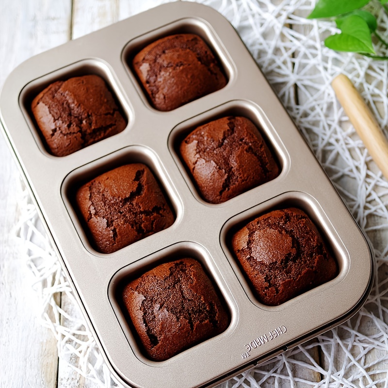2 in1 Brownie Muffin Cake Pan 6 Cavity Non-Stick Muffin Pan Carbon