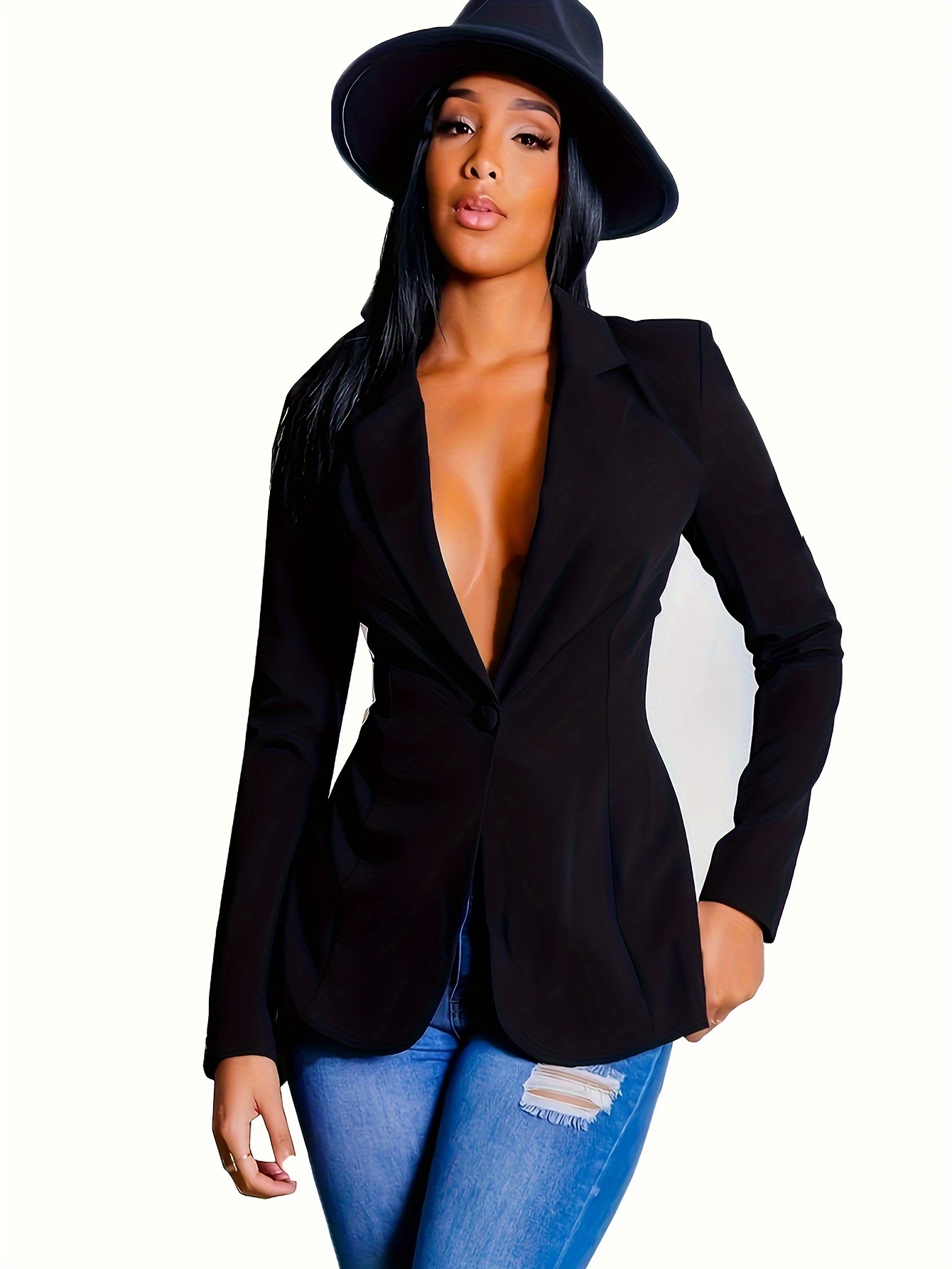 Women Black Solid Blazer