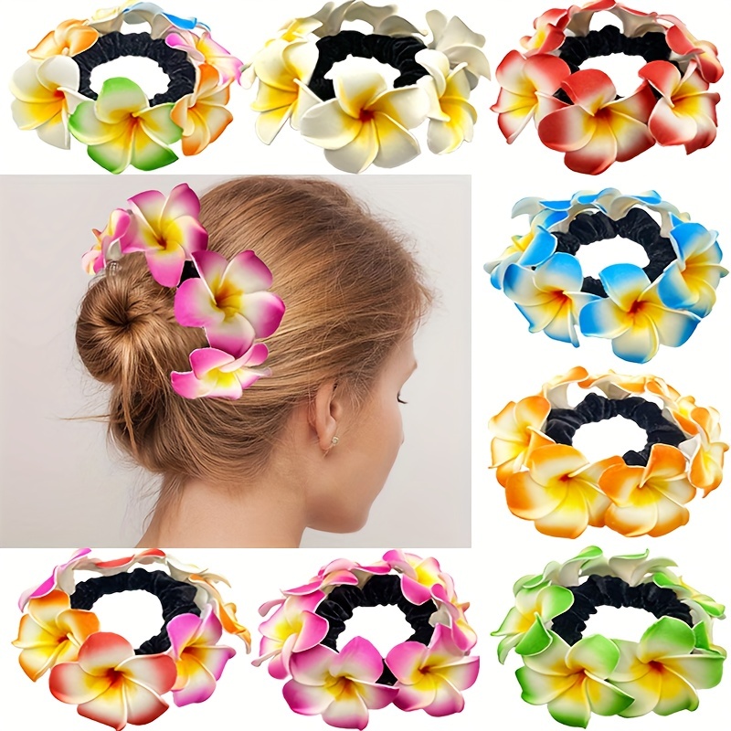 1pc プ ヘアゴム カラフルフラワーヘアロープバンポニーテールホルダー