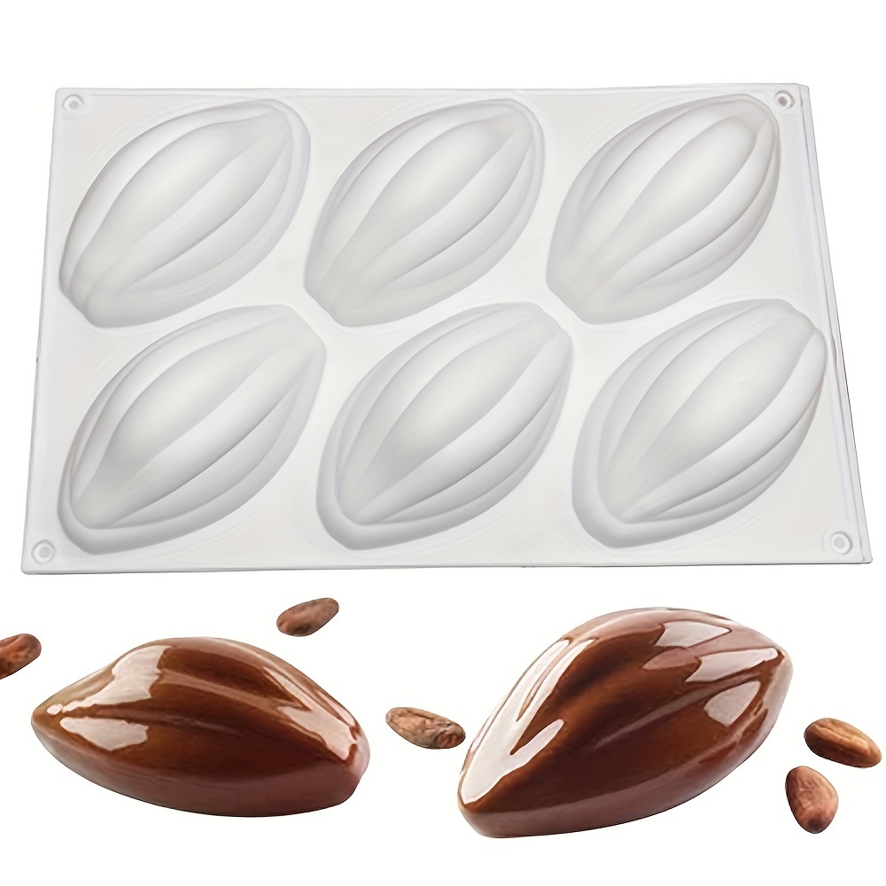 

1pc 6-cavity Cocoa Fruit Silicone Mold, Cocoa Pod-shaped Cake Baking Mold, Chocolate Mold, Mousse, Ice Cream Dessert Mold, Kitchen Accessories, Baking Tools, Diy Supplies