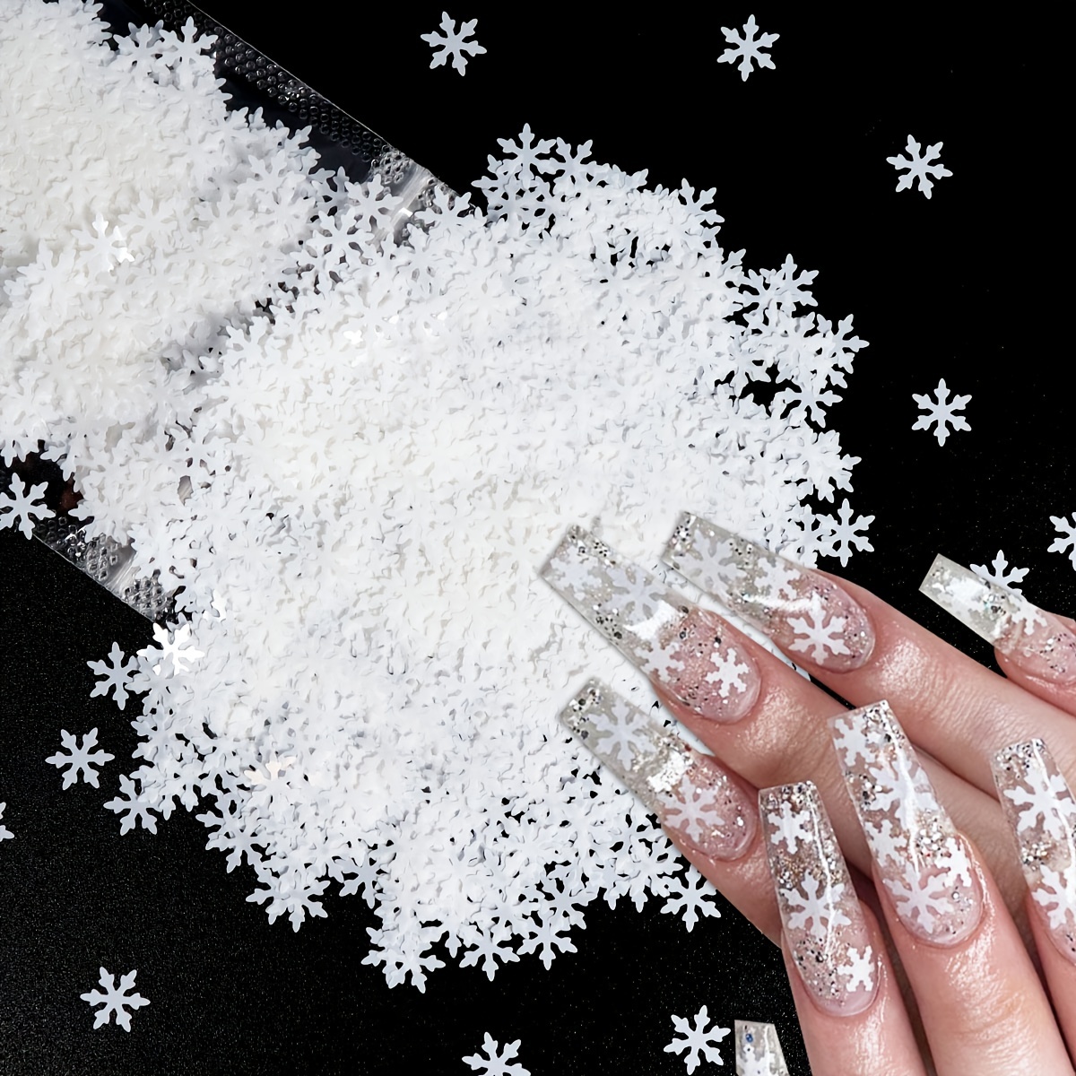 Christmas Nail Glitter Powder holographic Snowflake Nail - Temu United Arab  Emirates