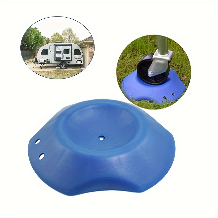 

1pc Blue Camp Rv Round Shaped Plastic Tire Blocker With Rope Handle, Tire Anti-skid Block, Camper Wheel Bearing Base For Field Sand, Mud, Lawn Use