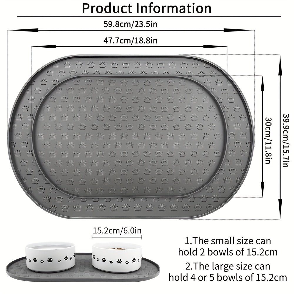 Silicone Dog Cat Bowl Mat with High Lips Non-Stick Waterproof Food Feeding  Pad Puppy Feeder Tray Water Cushion Placemat