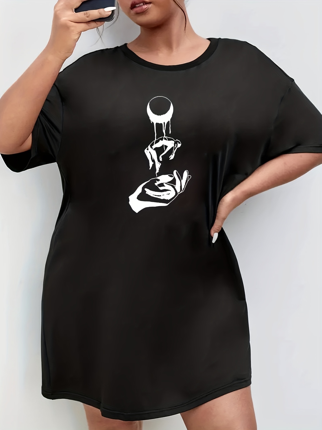 Plus Size Casual Loungewear Dress Women's Plus Graphic Print - Temu Denmark