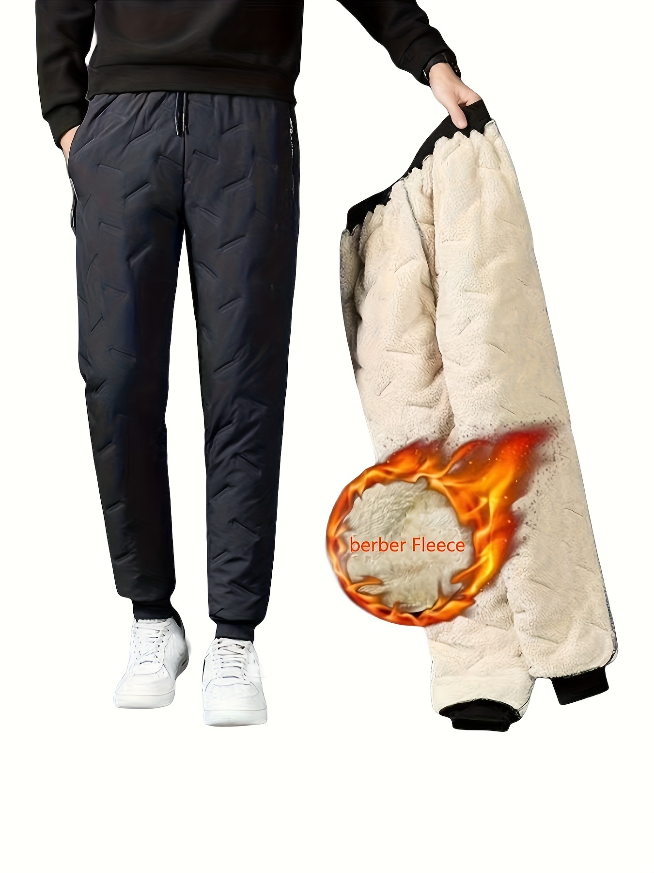 Men's Stylish Solid Fleece Joggers Pockets Causal Breathable - Temu