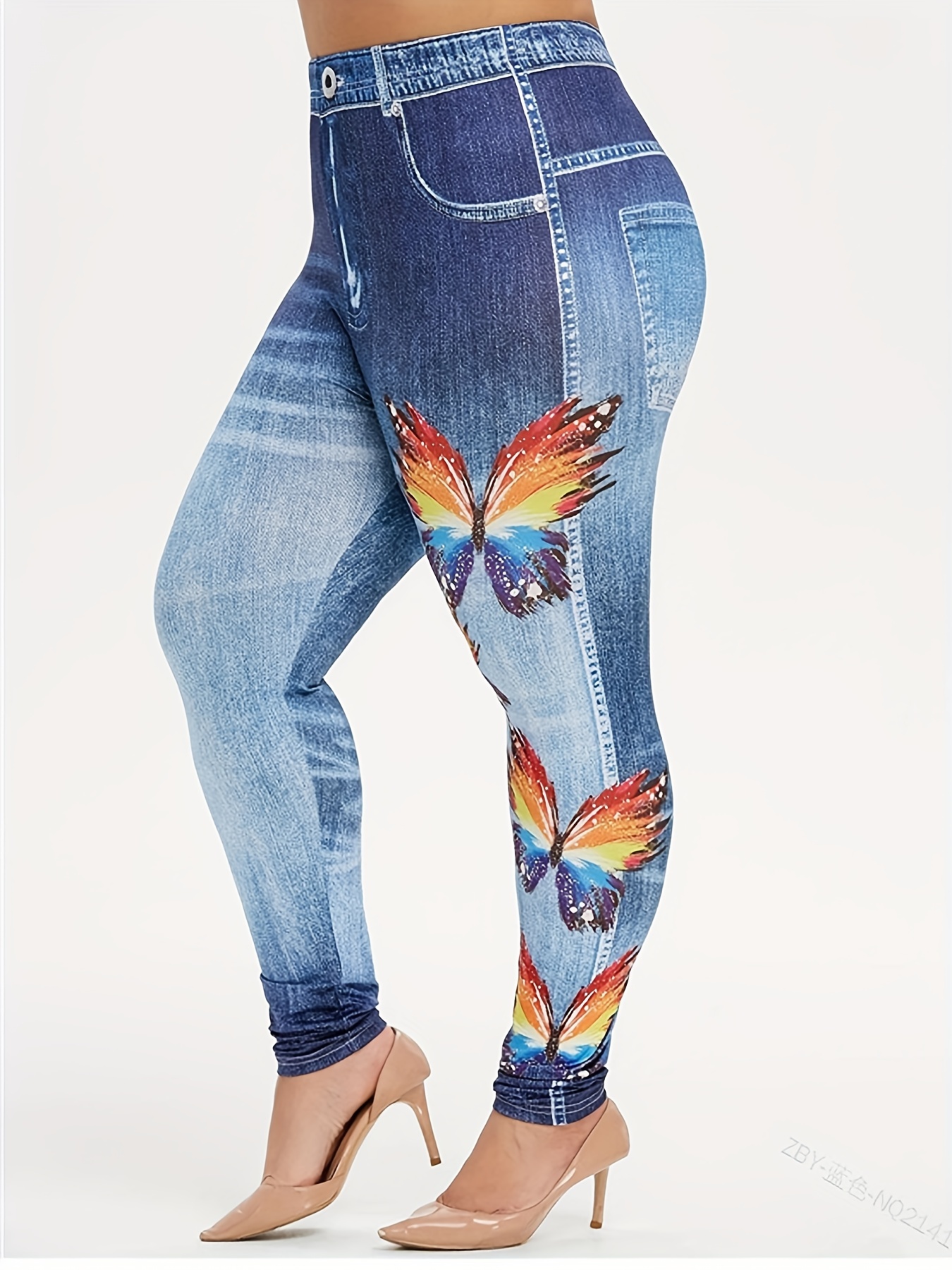 Women's Denim Print Fake Jeans Leggings