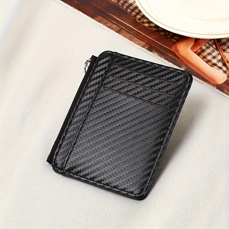 

1pc Pu Card Holder, Small Zipper Wallet, For Gift