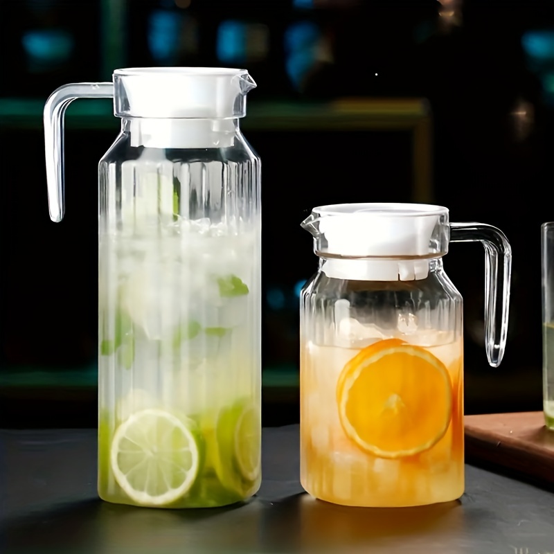 Tradineur - Jarra de cristal para servir agua, té helado, bebidas frías,  limonada, zumo, transparente, resistente, frigorífico