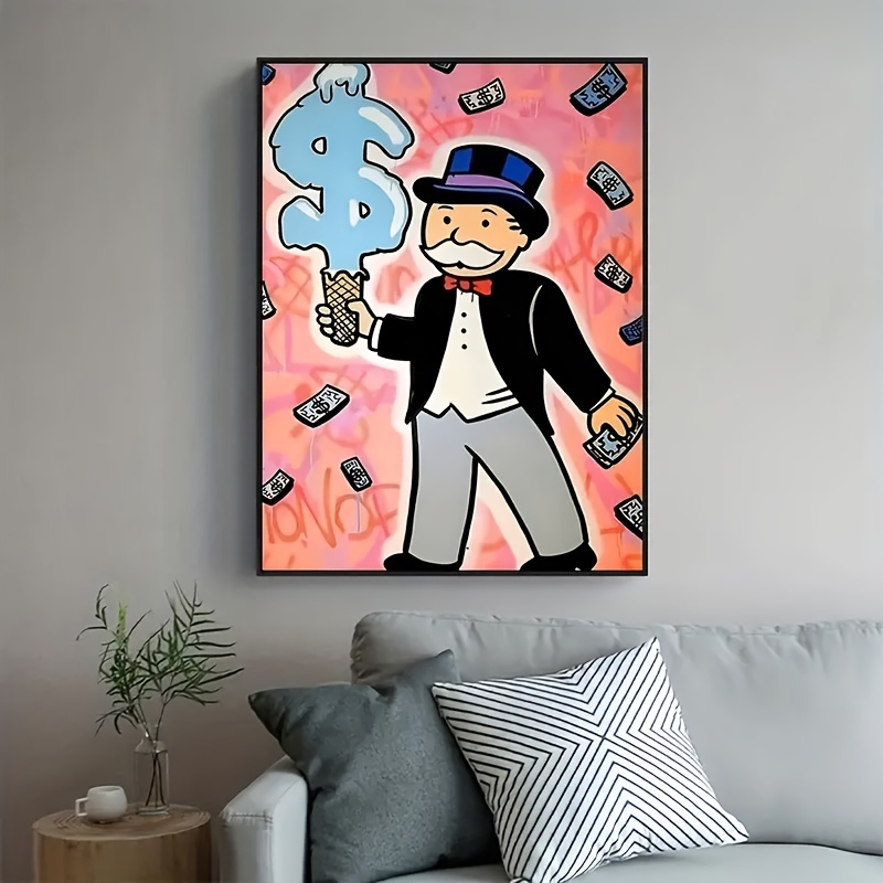 Alec Monopoly Art Canvas Painting Monopoly and Richie $ Bags Poster Luxury  Wall Art Pictures for Home Living Room Decor No Frame