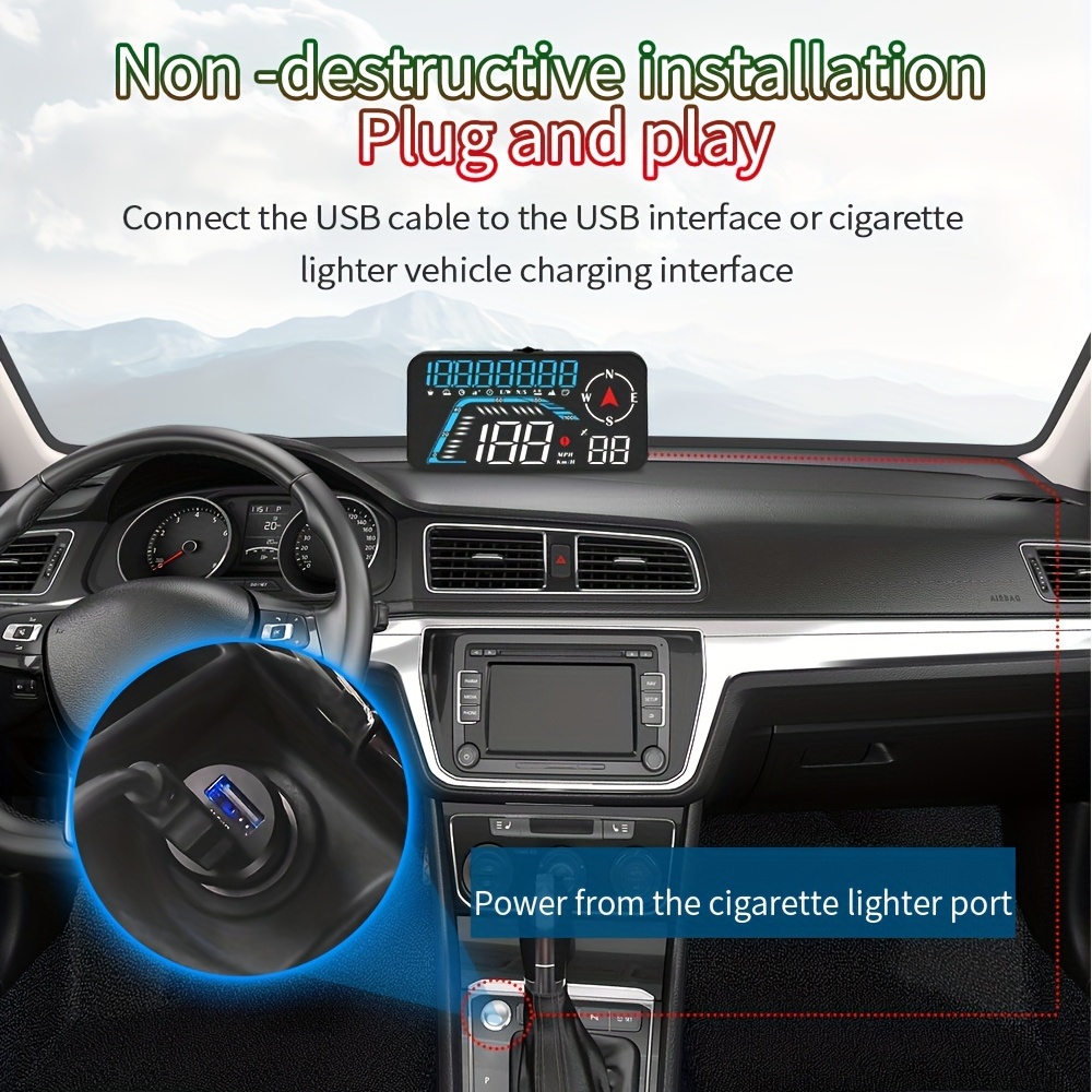 1pc Trendy G12 GPS Mode Car Projector MPH KMH Auto Hud Speedometer  Windshield 3.6'' Screen Size HD Car Head-up Display Alarm