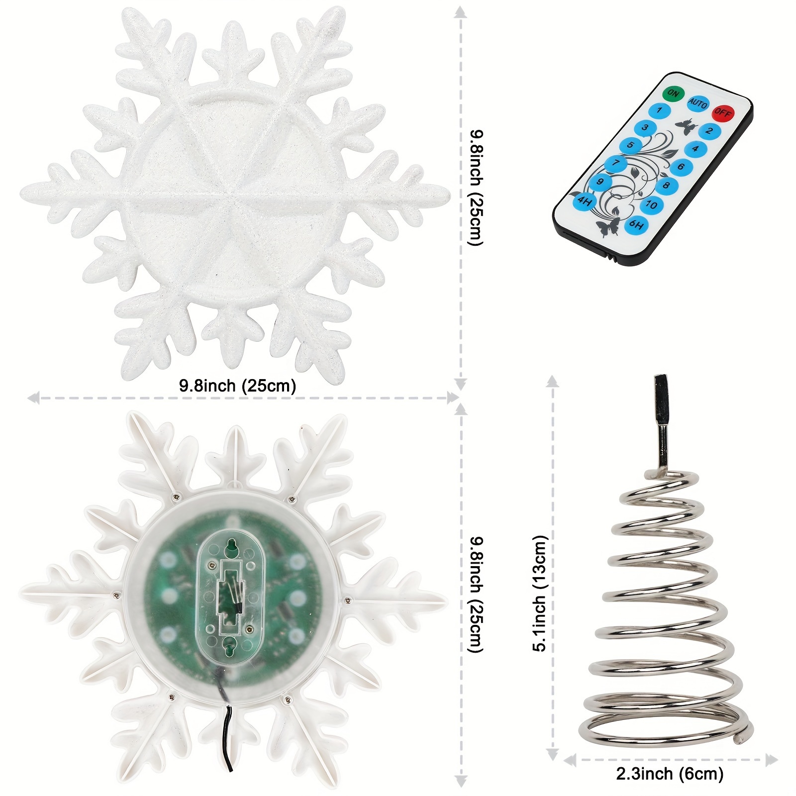 Lighted Christmas Tree Topper Led White Snowflake - Temu