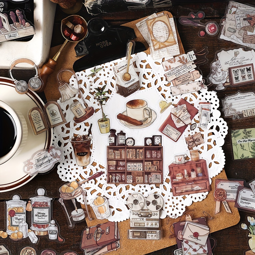 30 Coffee Stickers Hand Account Diy Decoration Scrapbook - Temu