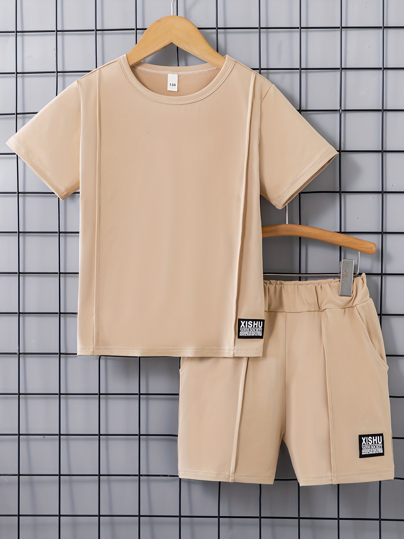 Logo patch T-shirt in nude color