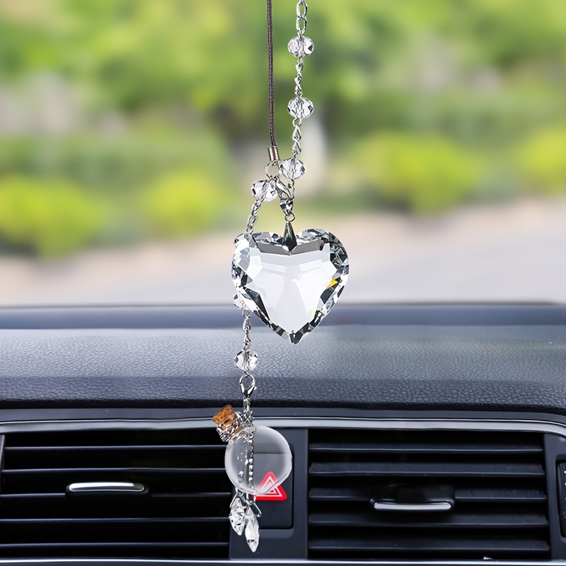 1pc Love Heart Crystal Lucky Stone Car Pendant Auto - Temu Austria