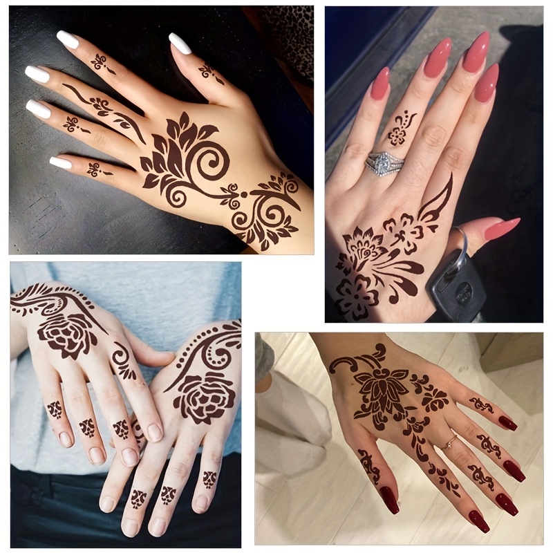 Temporary Tattoo Templates - 16pcs Henna Hand Foot Body Painting Tattoo  Stencils