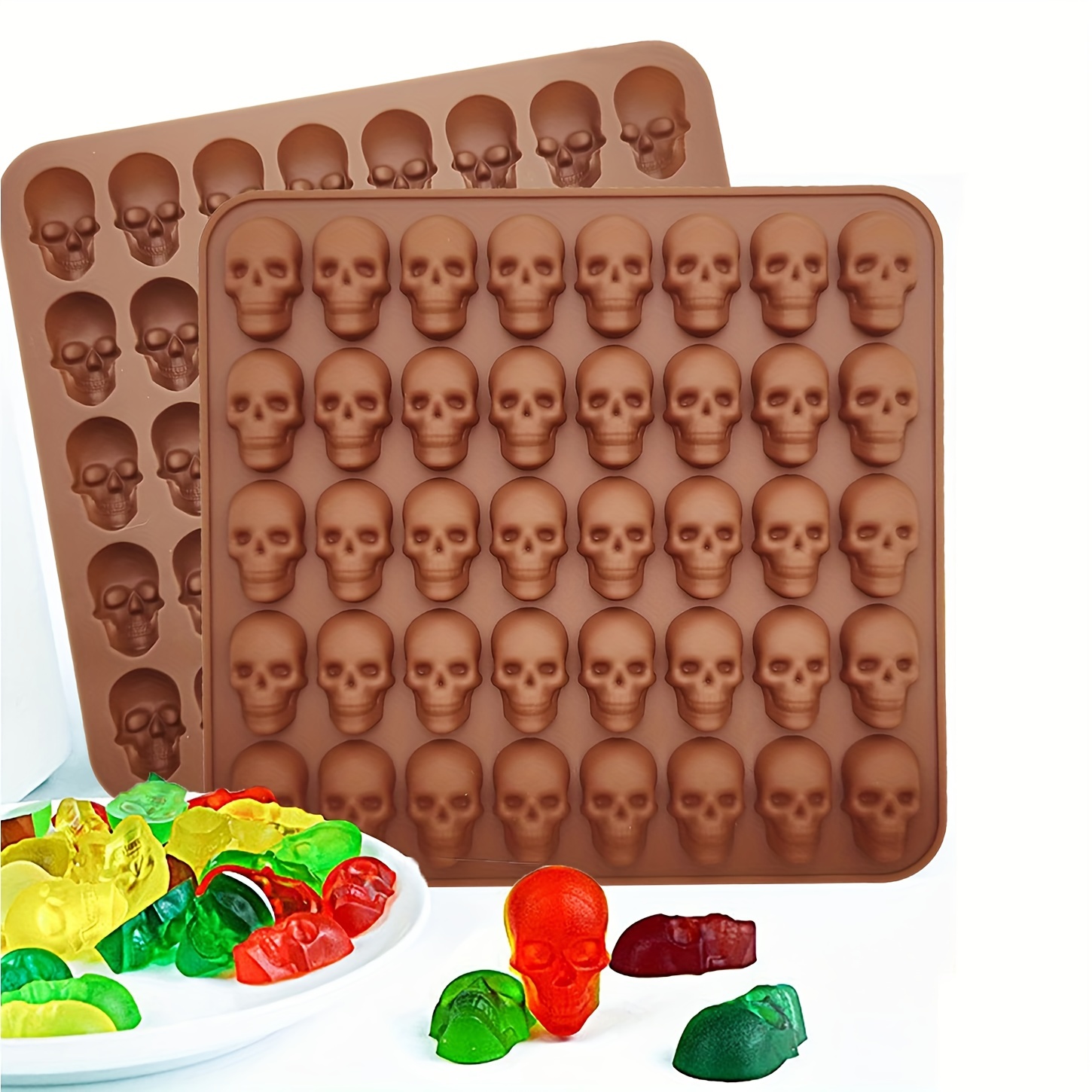 1pc Reusable Gummy Skull Candy Mold Mini Skull Silicone Mold Chocolate Mold  For Making Candy Chocolate Halloween Party Decor Day Of The Dead Decor