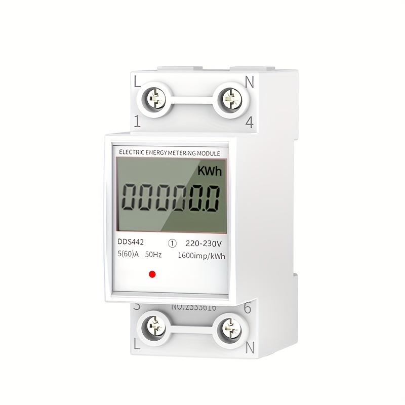 Medidor eléctrico, KWh Meter, Monofásico 4P LED DIN-Rail Electricidad  Consumo de Energía Wattmeter Medidor de Energía, 10-40A