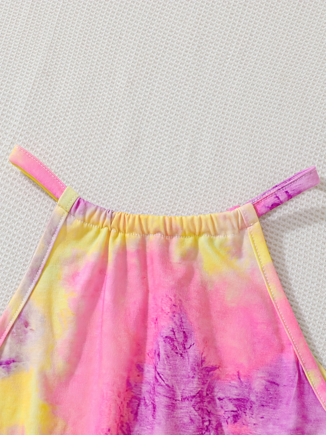 Girls Tie Dye Allover Print Halter Romper Jumpsuit