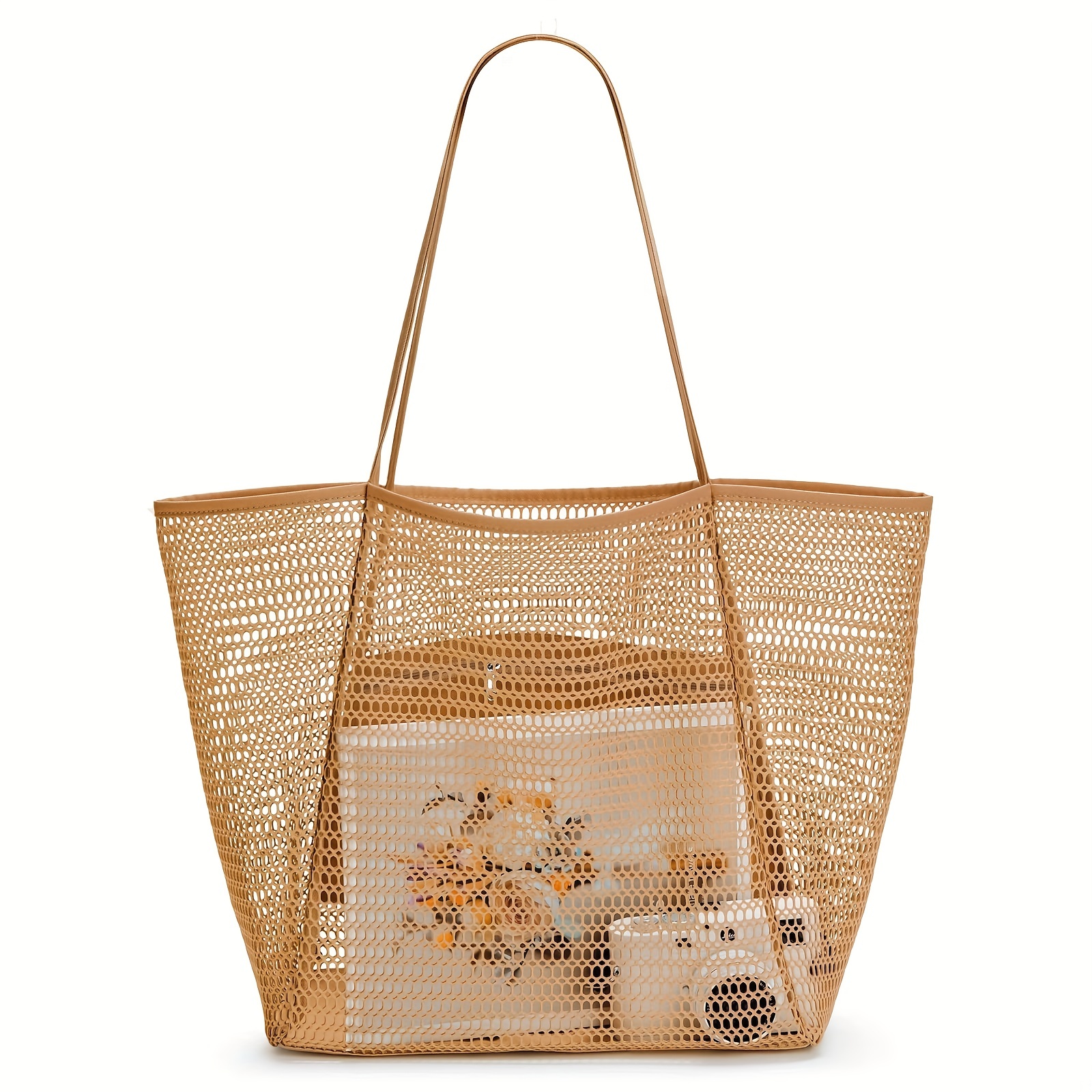  Straw Mesh Tote Bag for Women Mesh Hollow Woven Tote Bag Large  Travel Shoulder Handbags Beach Bag Hobo Bag for Holiday (Khaki) : Clothing,  Shoes & Jewelry