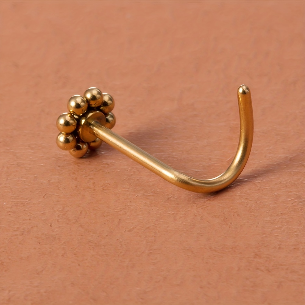 1pc 20g stainless steel cz flower screw nose stud nail simple style nose ring body piercing jewelry details 0