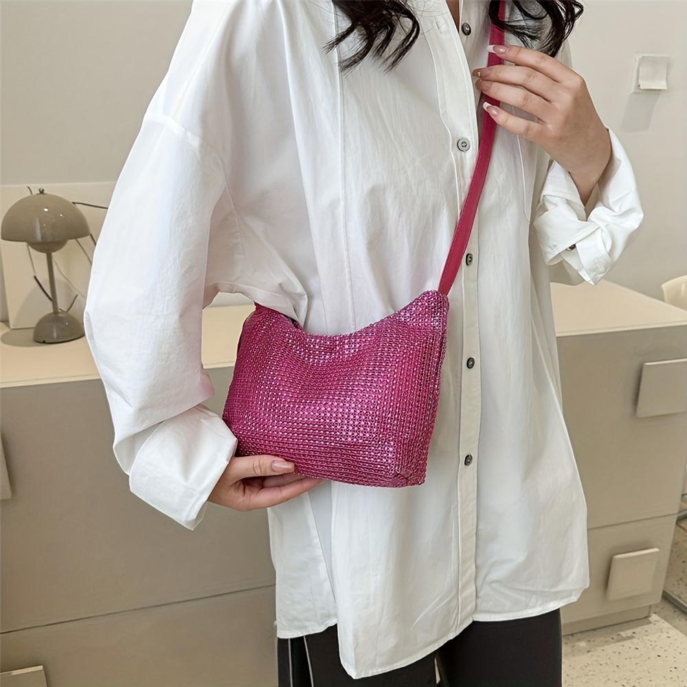 Glitter Rhinestone Shoulder Bag All Match Stylish With Mini Purse