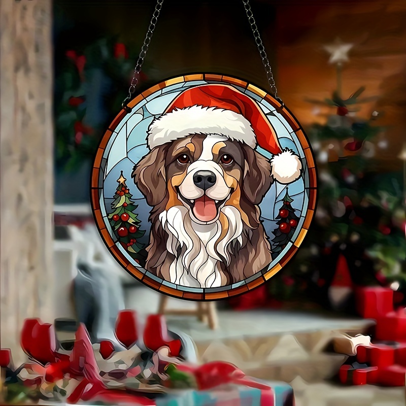1pc Weihnachts Hund Runde Acryl Ornament - Temu Austria
