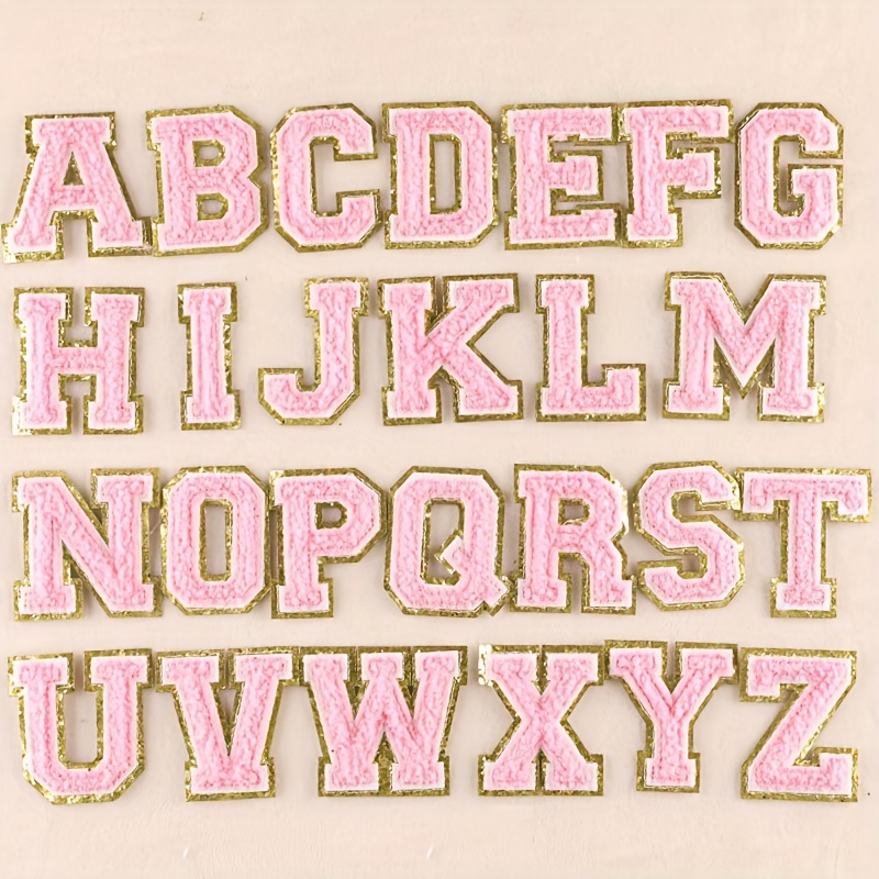  J.CARP 104Pcs Pink Alphabet A to Z Patches, Iron on Sew on  Letters for Clothing, Hats, Shoes, Backpacks, Handbags, Jeans, Jackets etc.