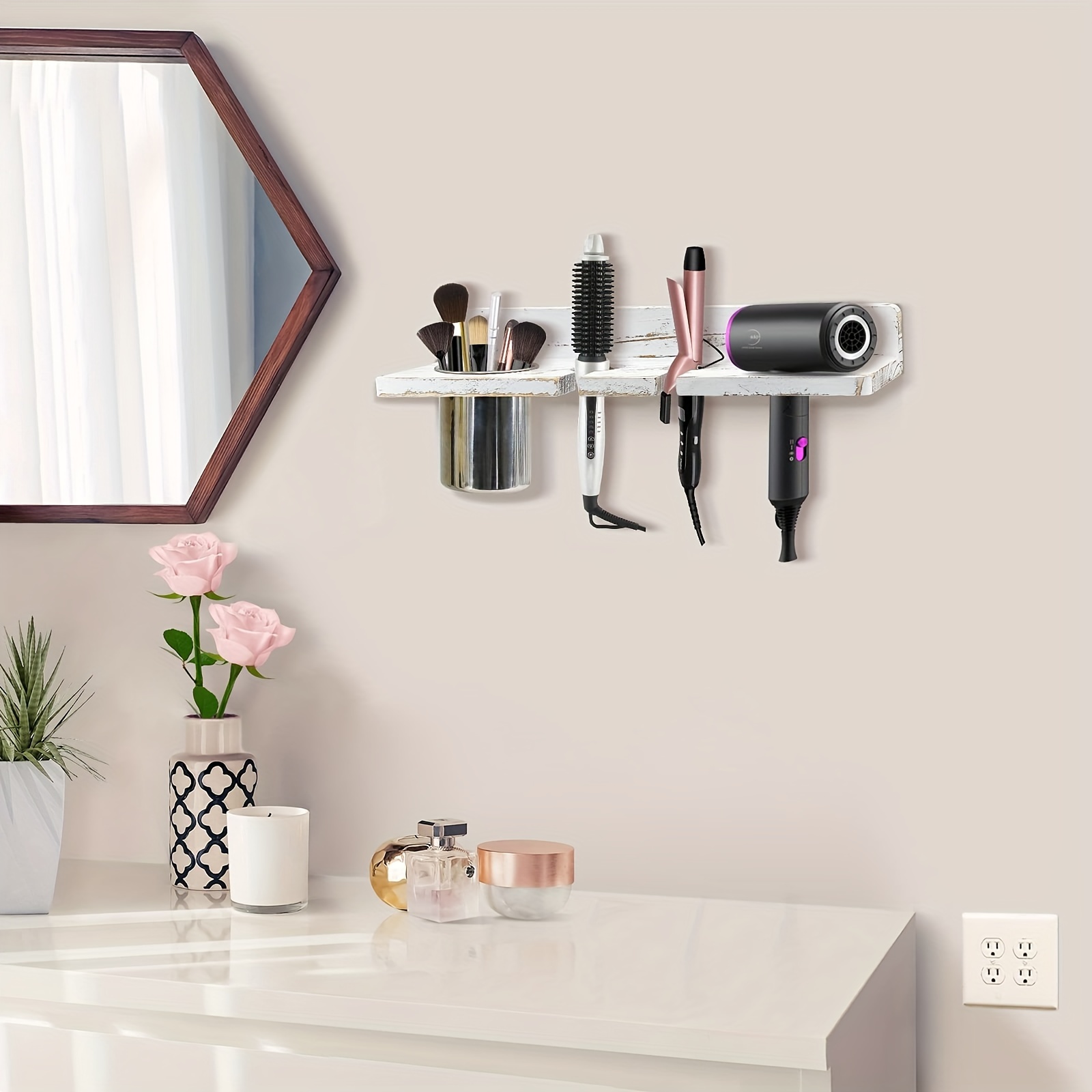 Mdesign Bath Countertop Hair Care Styling Tool Organizer Holder