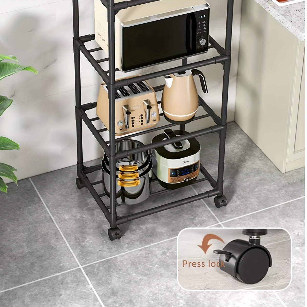 1pc Multifunctional Floor-standing Storage Rack For Kitchen, Bathroom,  Microwave Oven And Home Use