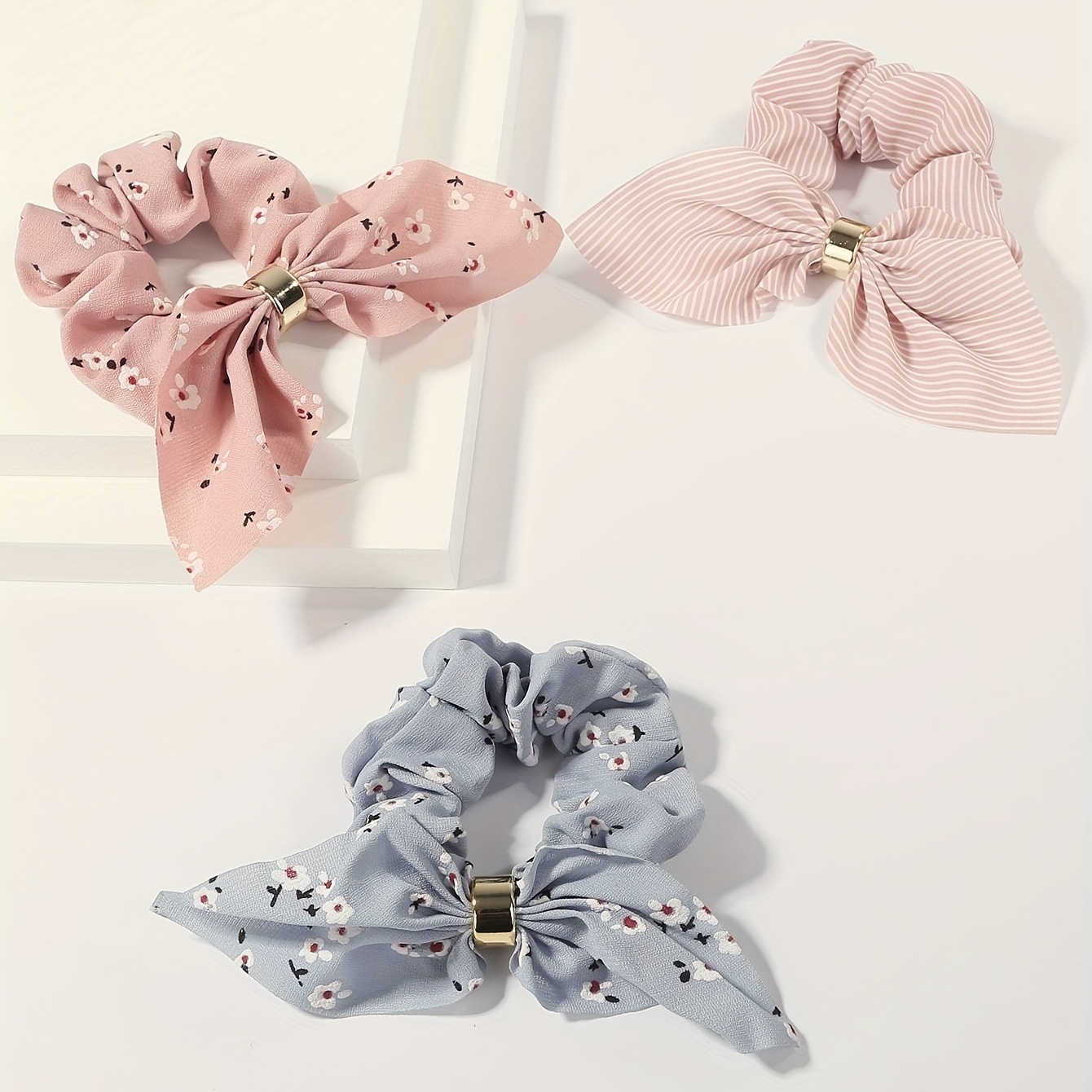 Flower Print Hair Tie Fabric Fashion Hair Rope Elastic - Temu Canada