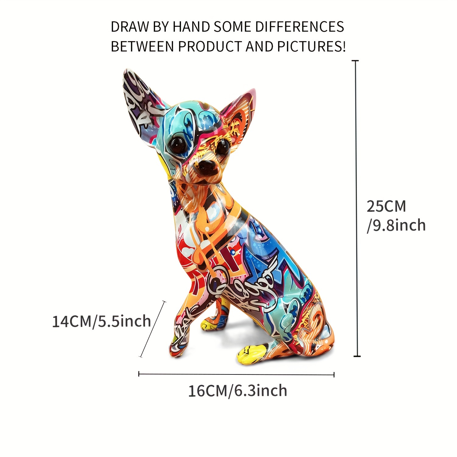 Creative Colorful Chihuahua Dog Figurines Modern Graffiti Art Home