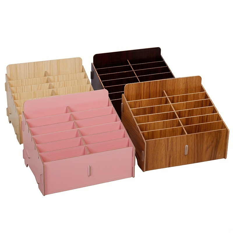 Storage Box Wooden Cell Phone Organizer Classroom Desktop - Temu