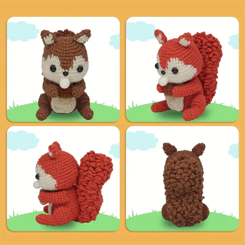 Crochet Animal Kit For Beginners squirrel Amigurumi Knitting - Temu