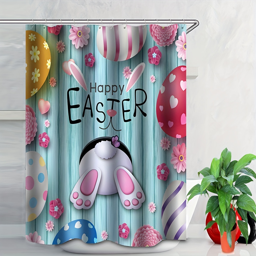 Shower Curtain Set Egg Bunny Pattern Waterproof Shower - Temu
