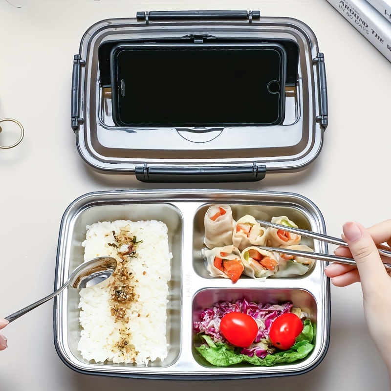 Lunch Box, 304 Stainless Steel Bento Box, 3 / 4 Compartments Food  Container, For School Students And Office Workers, Kitchen Gadgets, Kitchen  Accessories, Travel Accessories - Temu