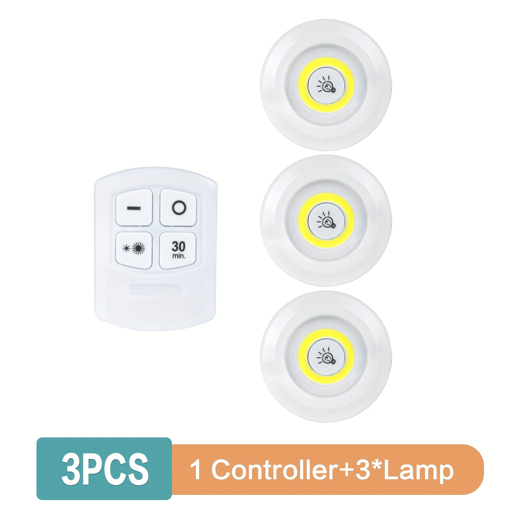 LIPHOM 1pc/3pcs 12 Colors RGB LED Light Night Light Kitchen Light Decor  Lamp Wireless Remote Control Battery Operated