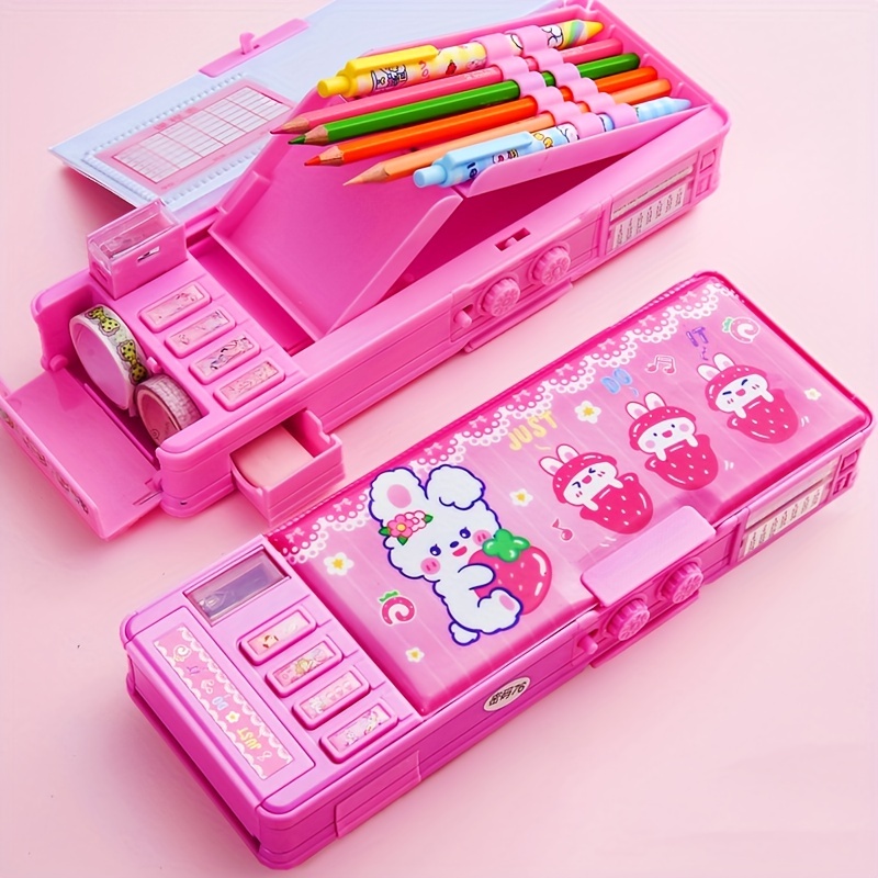 Multifunction Pencil Box With Double Password Lock, Large Capacity