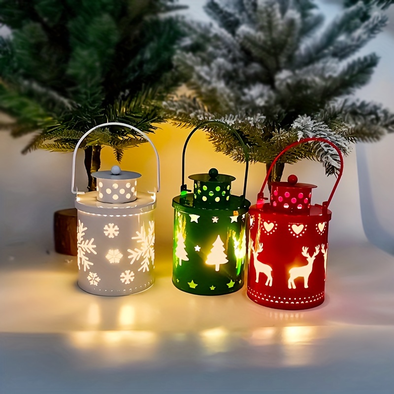 3 Pcs Noël Flamme Lanterne LED Bougie Lumières Décorations